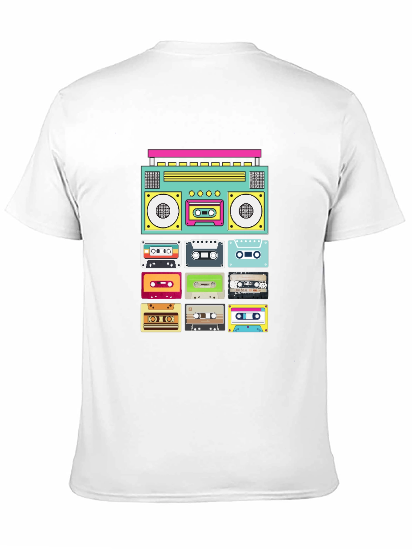 Retro Boombox & Cassette Tape Graphic Tee