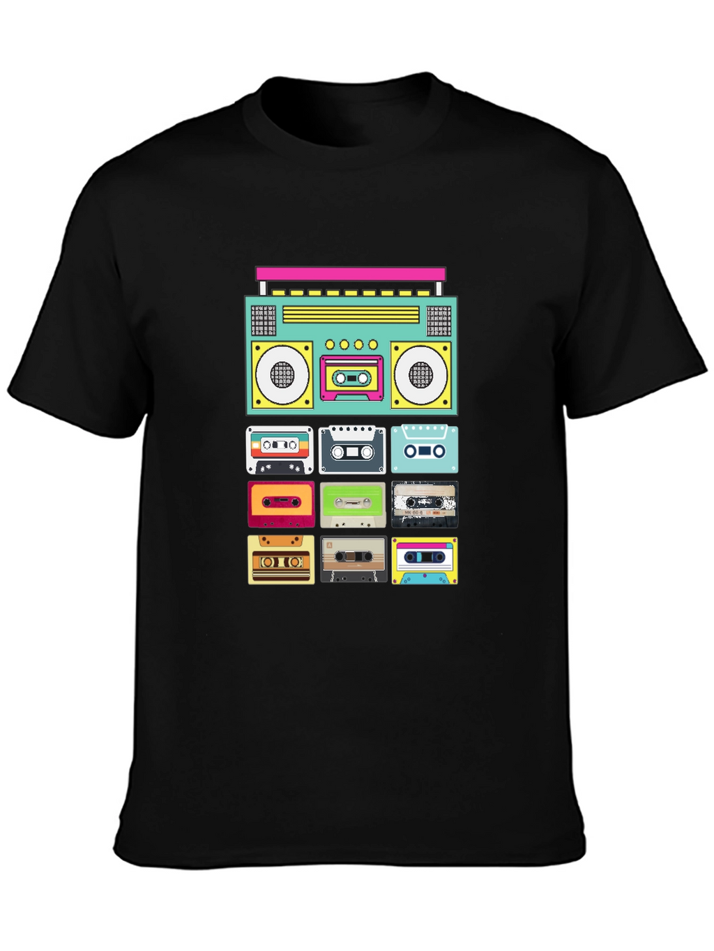 Retro Boombox & Cassette Tape Graphic Tee