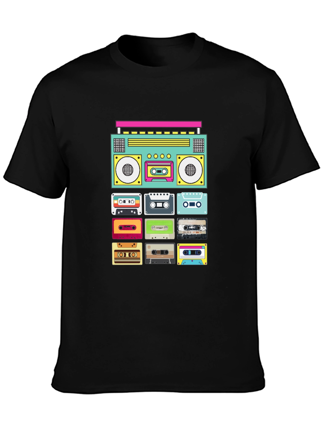 Retro Boombox & Cassette Tape Graphic Tee