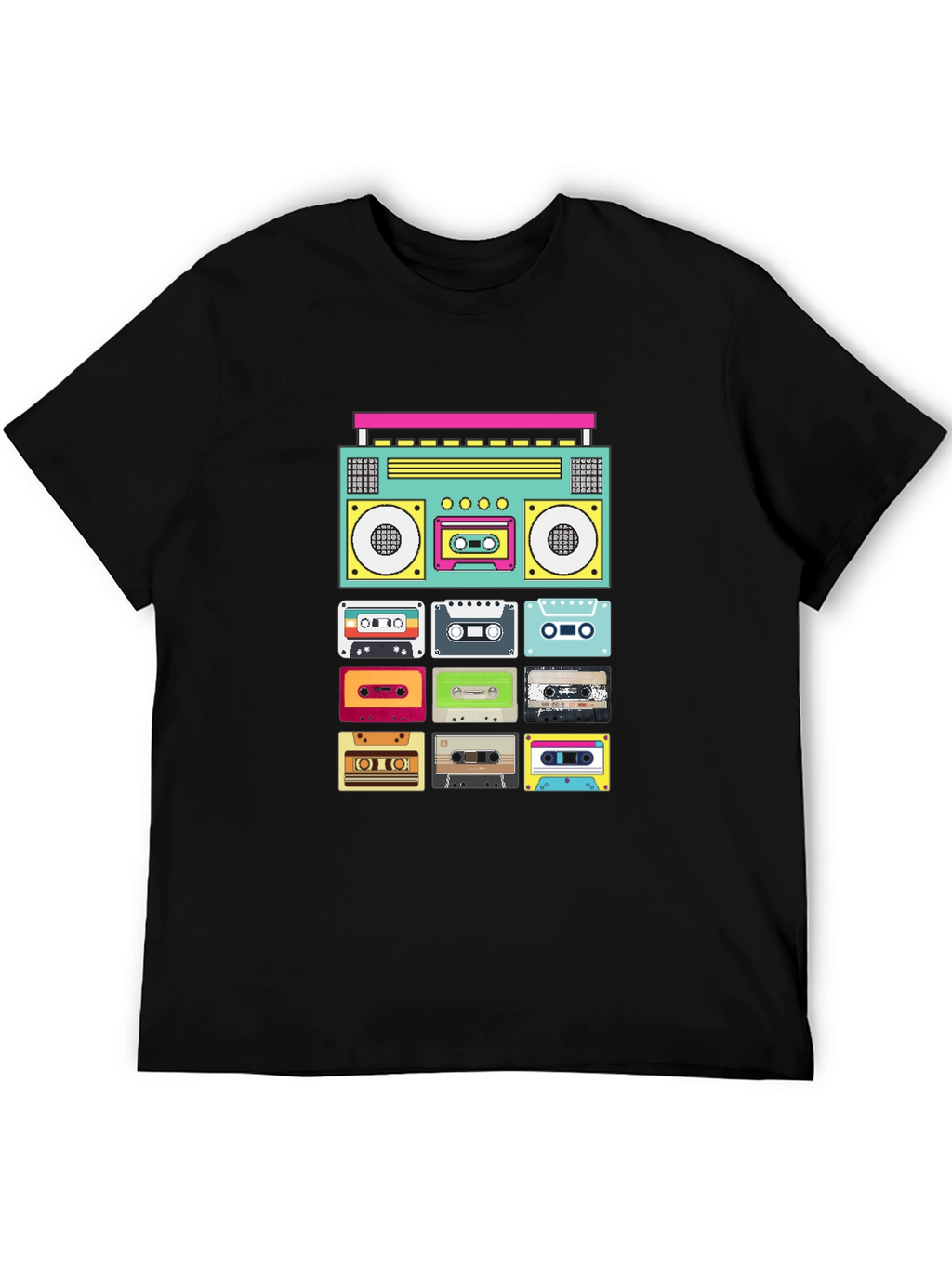 Retro Boombox & Cassette Tape Graphic Tee