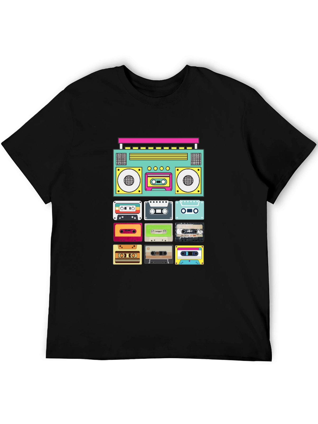 Retro Boombox & Cassette Tape Graphic Tee