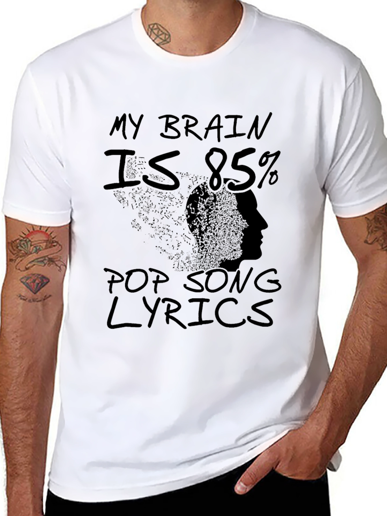 My Brain is 85% Pop Song Lyrics Graphic T-Shirt