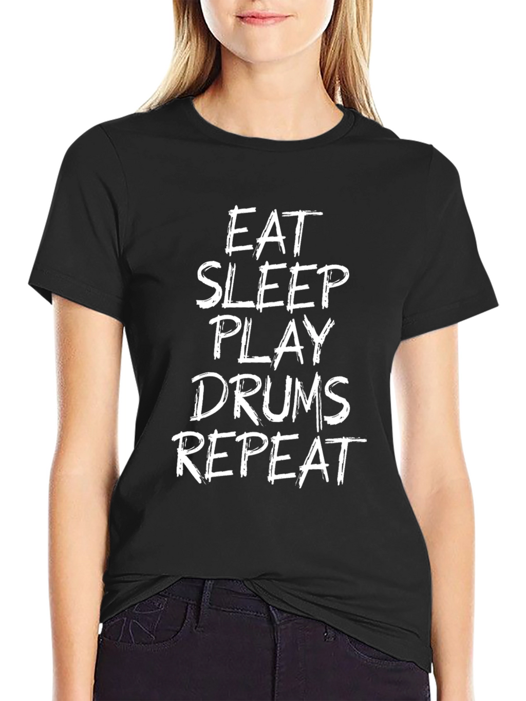 Eat Sleep Play Drums Repeat Black T-Shirt