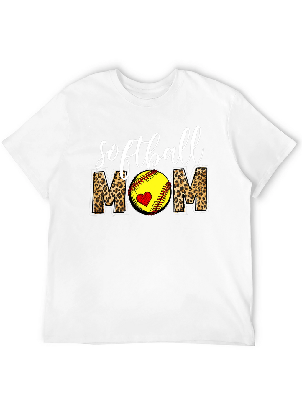 Softball Mom Leopard Print Graphic T-Shirt