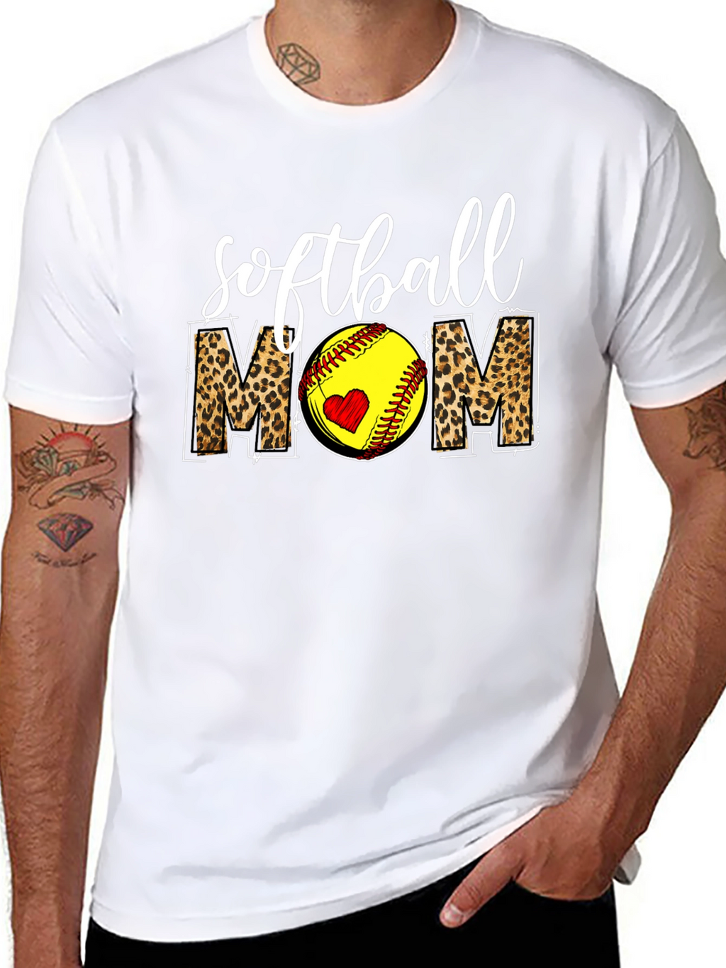 Softball Mom Leopard Print Graphic T-Shirt