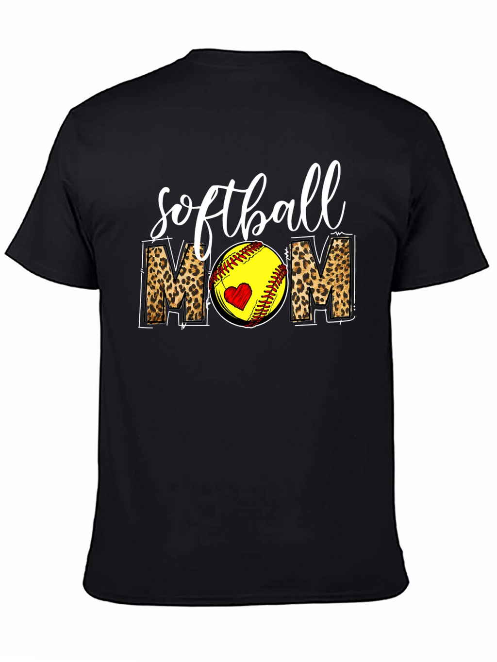 Softball Mom Leopard Print Graphic T-Shirt