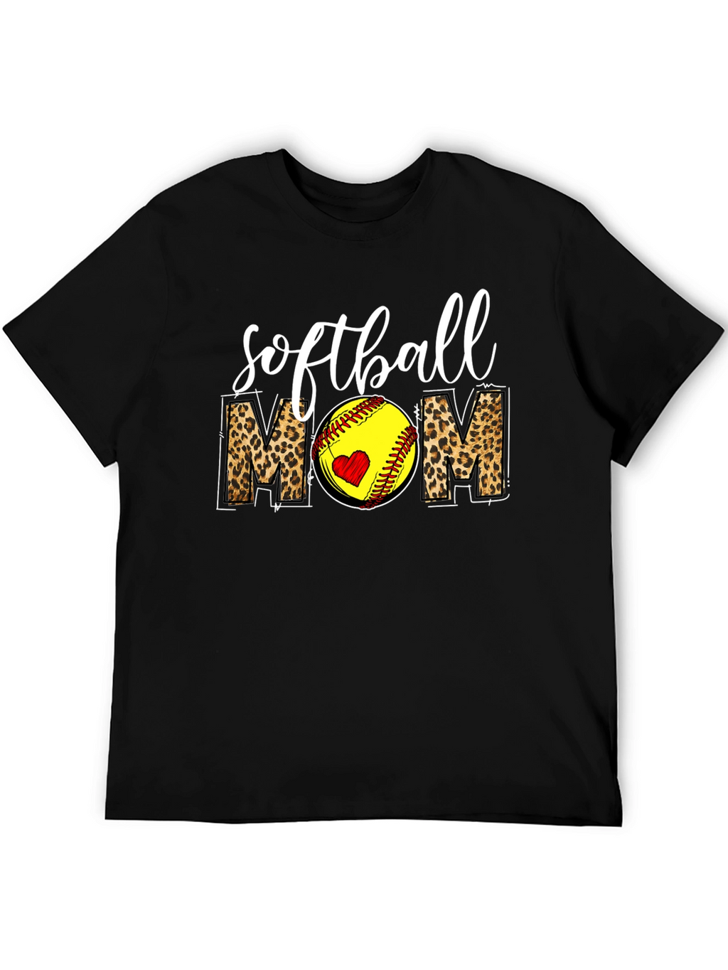 Softball Mom Leopard Print Graphic T-Shirt