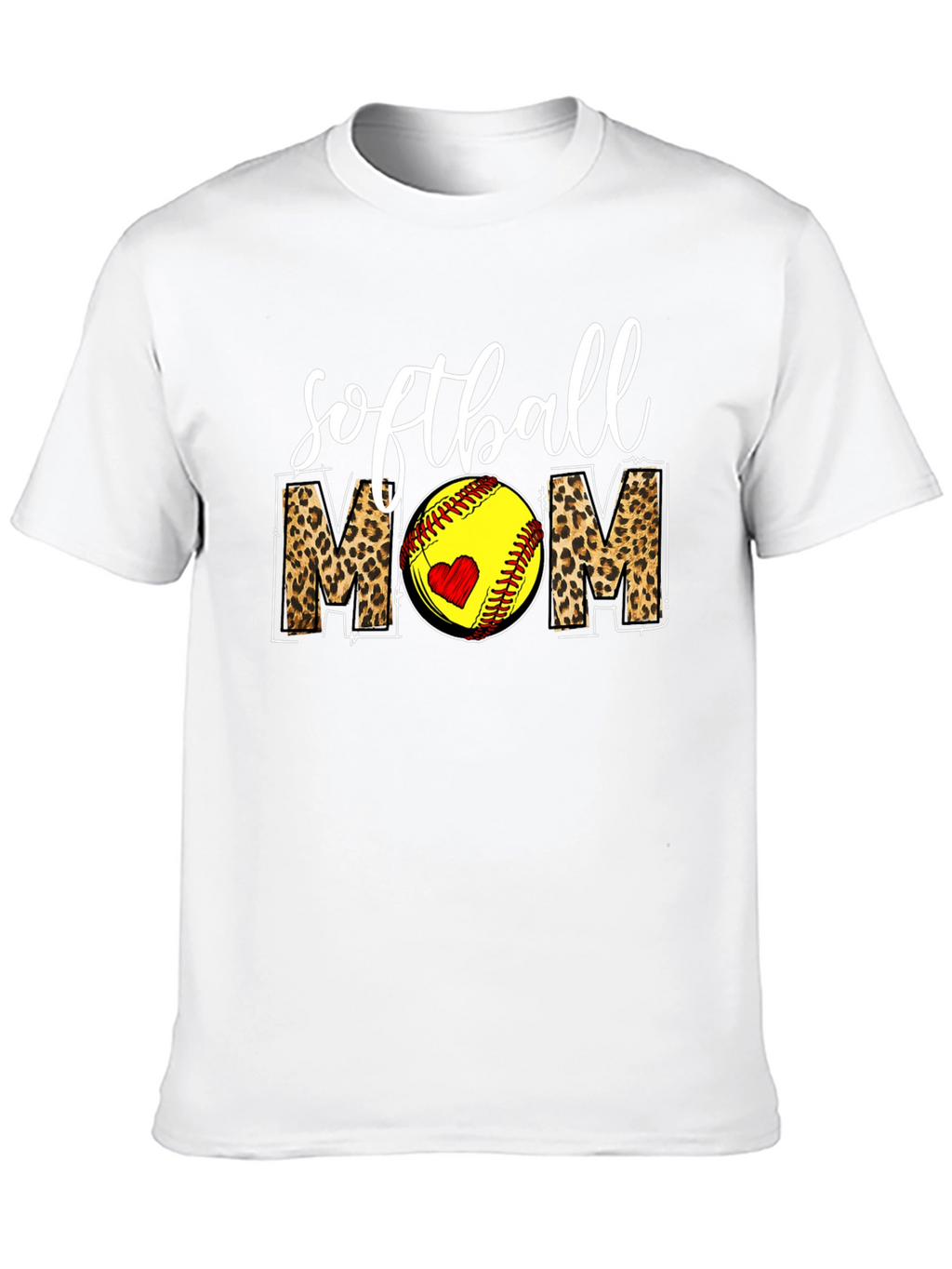 Softball Mom Leopard Print Graphic T-Shirt