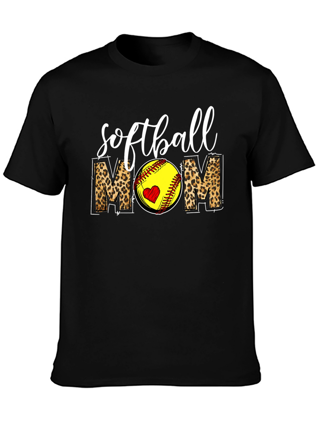 Softball Mom Leopard Print Graphic T-Shirt