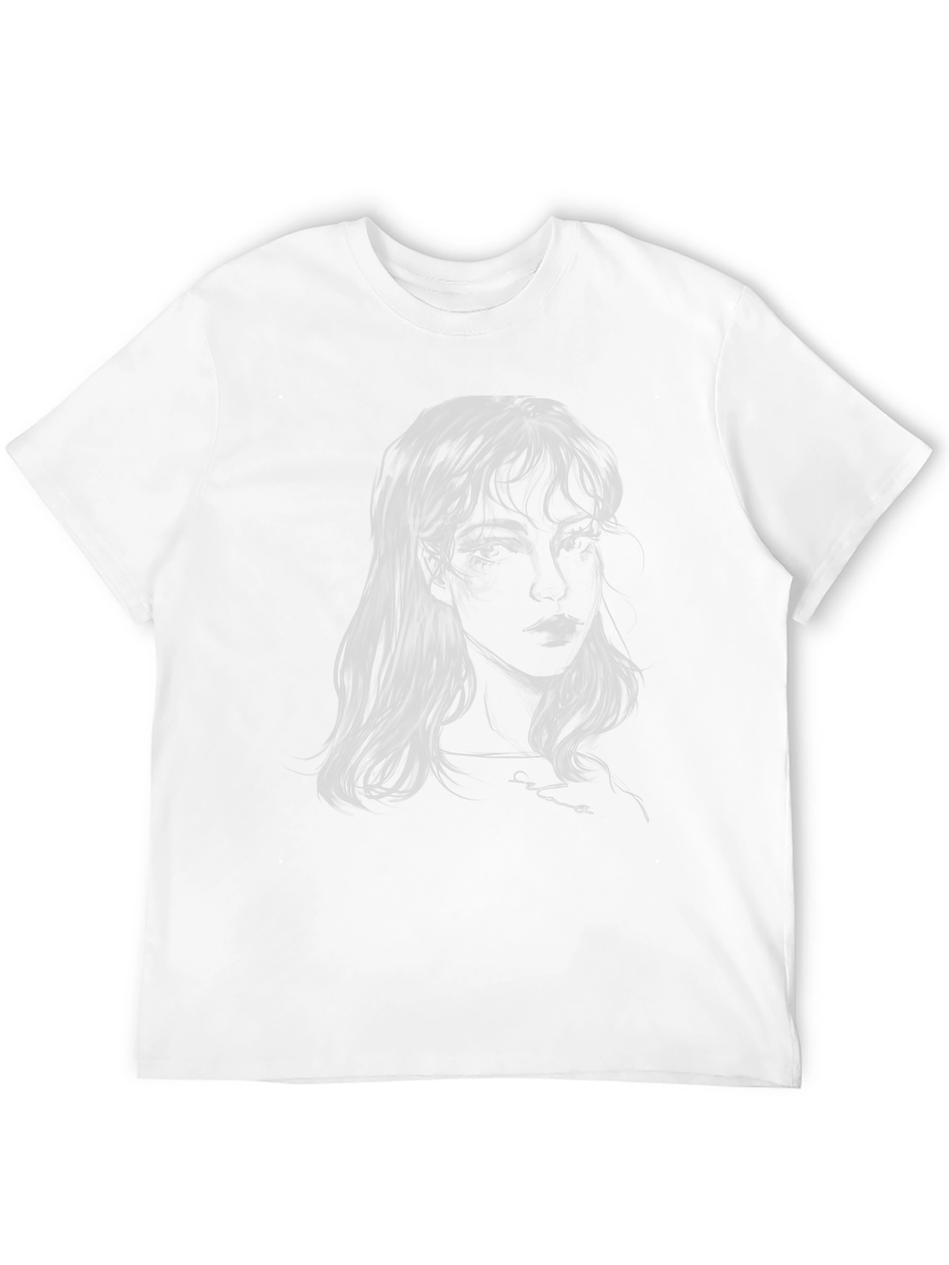 Ethereal Portrait Graphic Tee - Soft Black Cotton