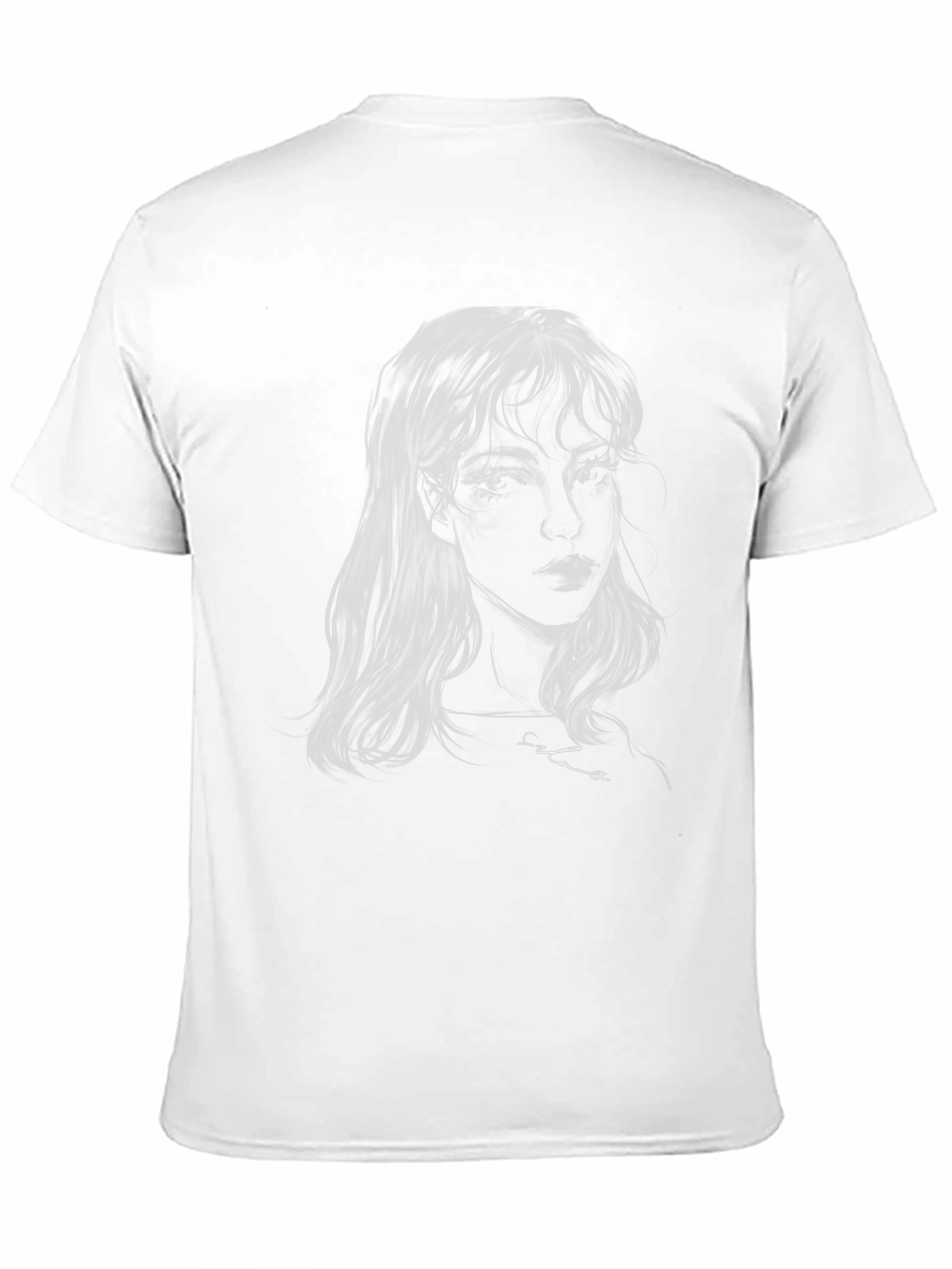 Ethereal Portrait Graphic Tee - Soft Black Cotton