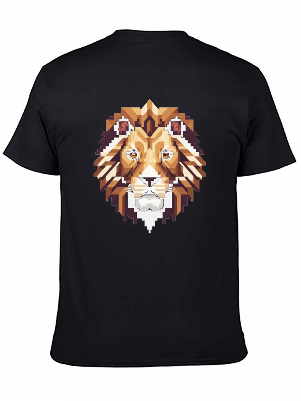 Pixel Art Lion Graphic Tee - Stylish Black T-Shirt
