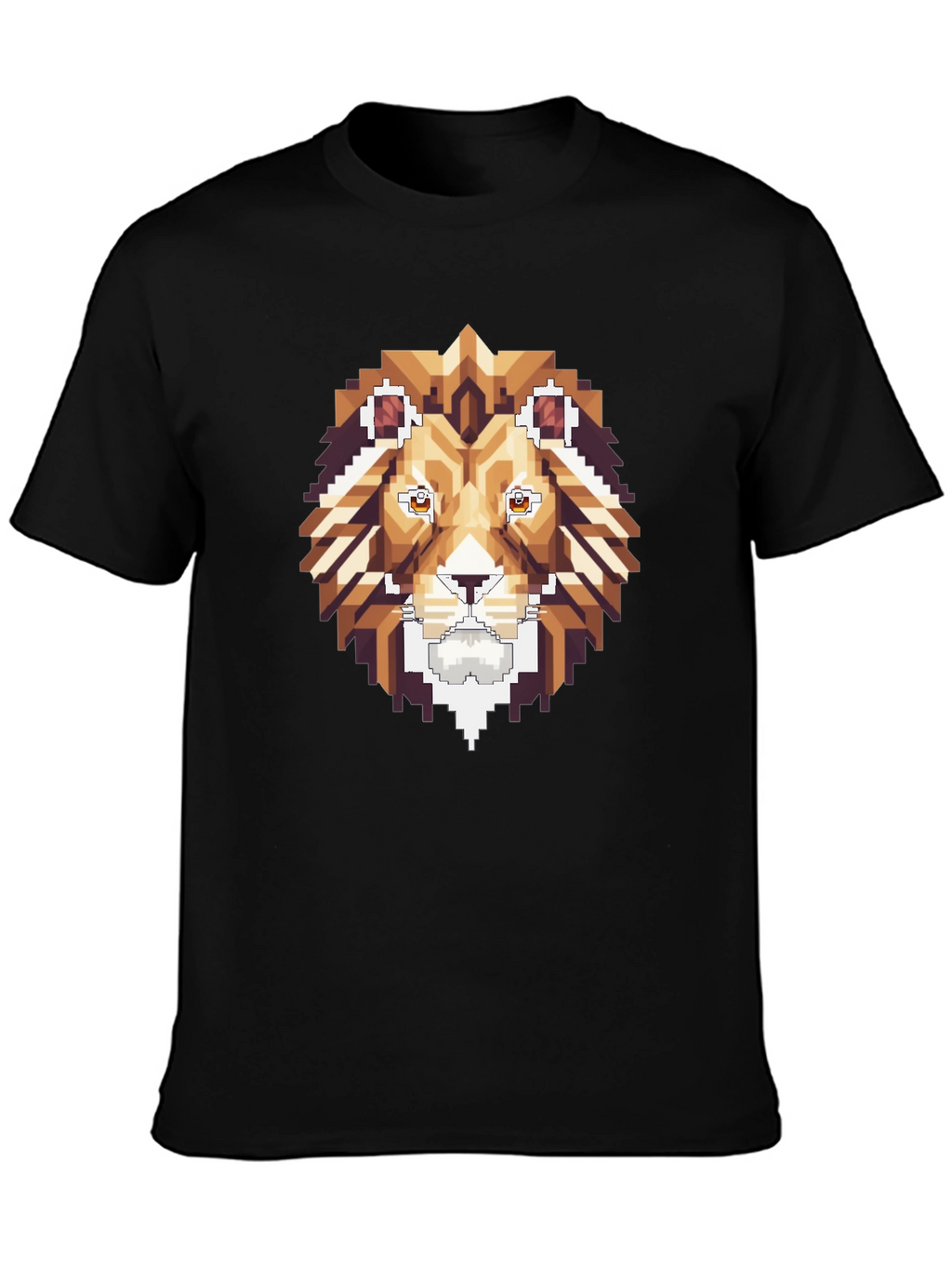 Pixel Art Lion Graphic Tee - Stylish Black T-Shirt