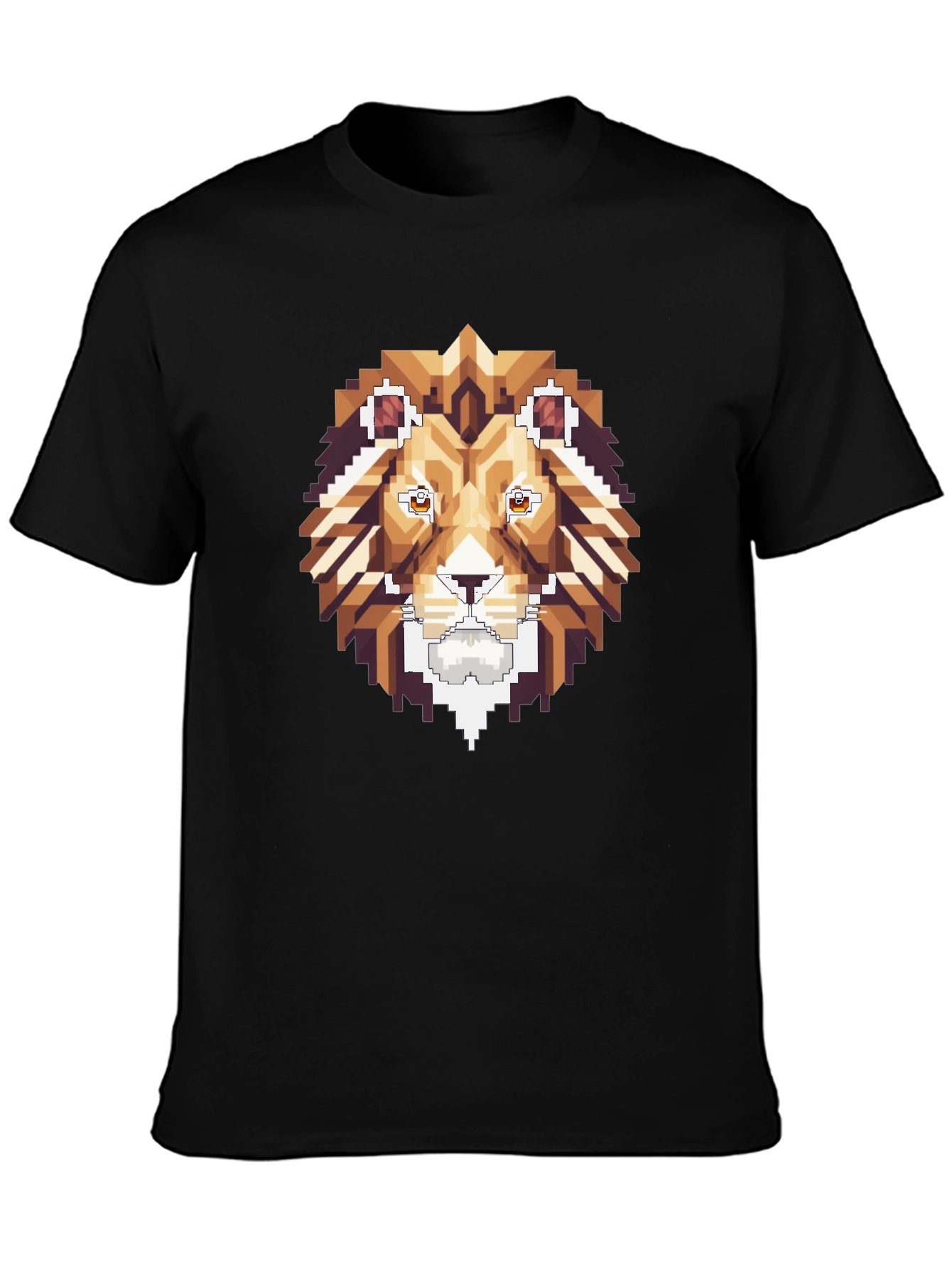 Pixel Art Lion Graphic Tee - Stylish Black T-Shirt