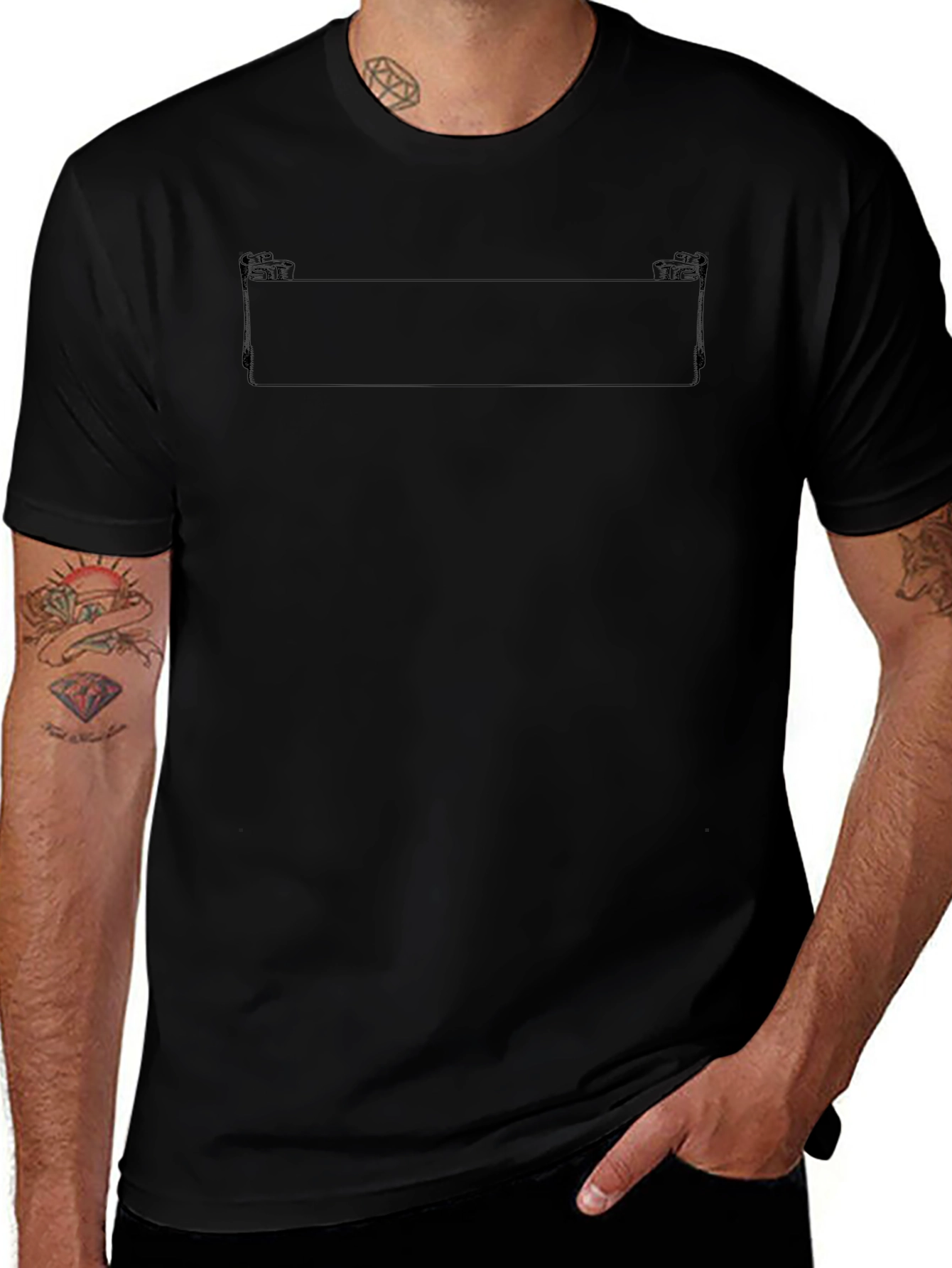 Mens Basic Black Crew Neck T-Shirt
