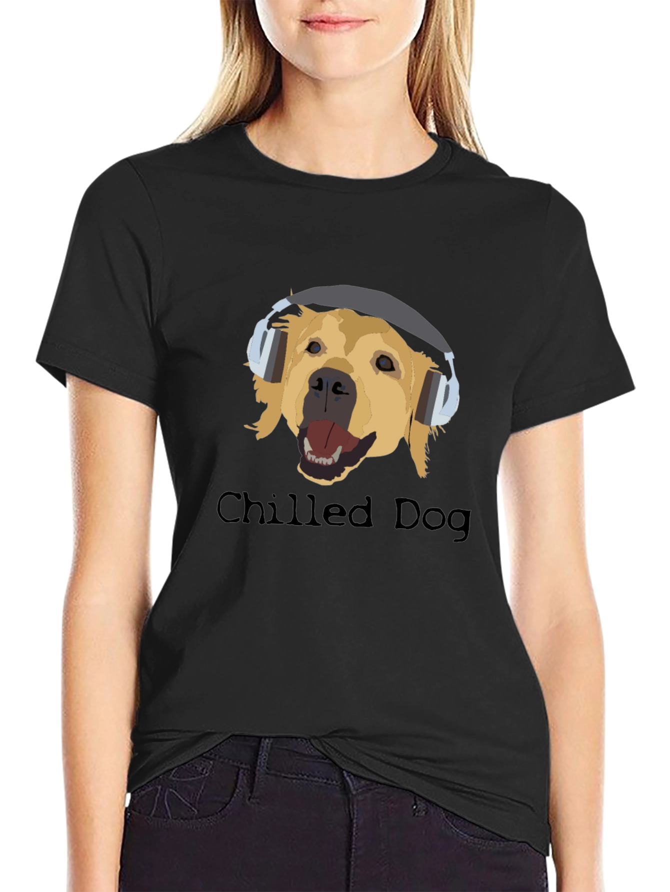 Chilled Dog Black Cotton Graphic Tee