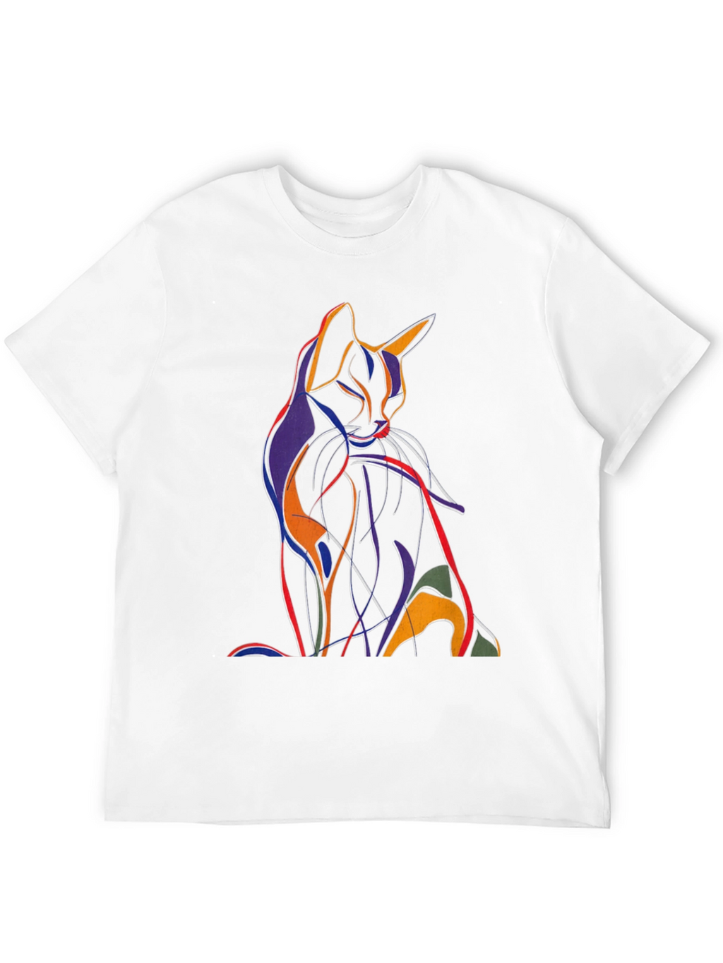 Abstract Cat Graphic T-Shirt - Artistic Mens Tee