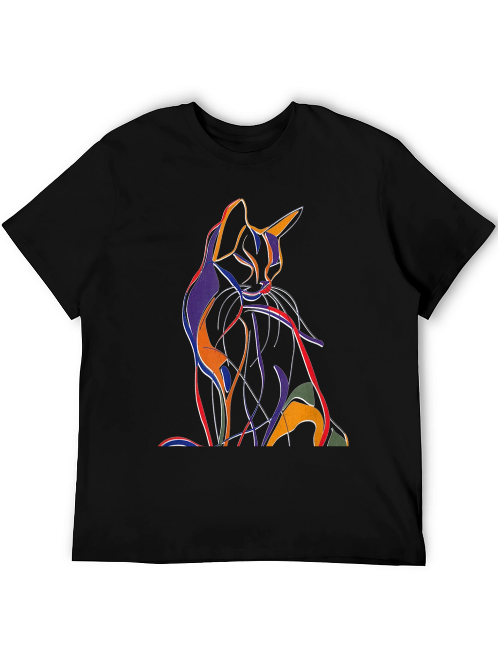 Abstract Cat Graphic T-Shirt - Artistic Mens Tee