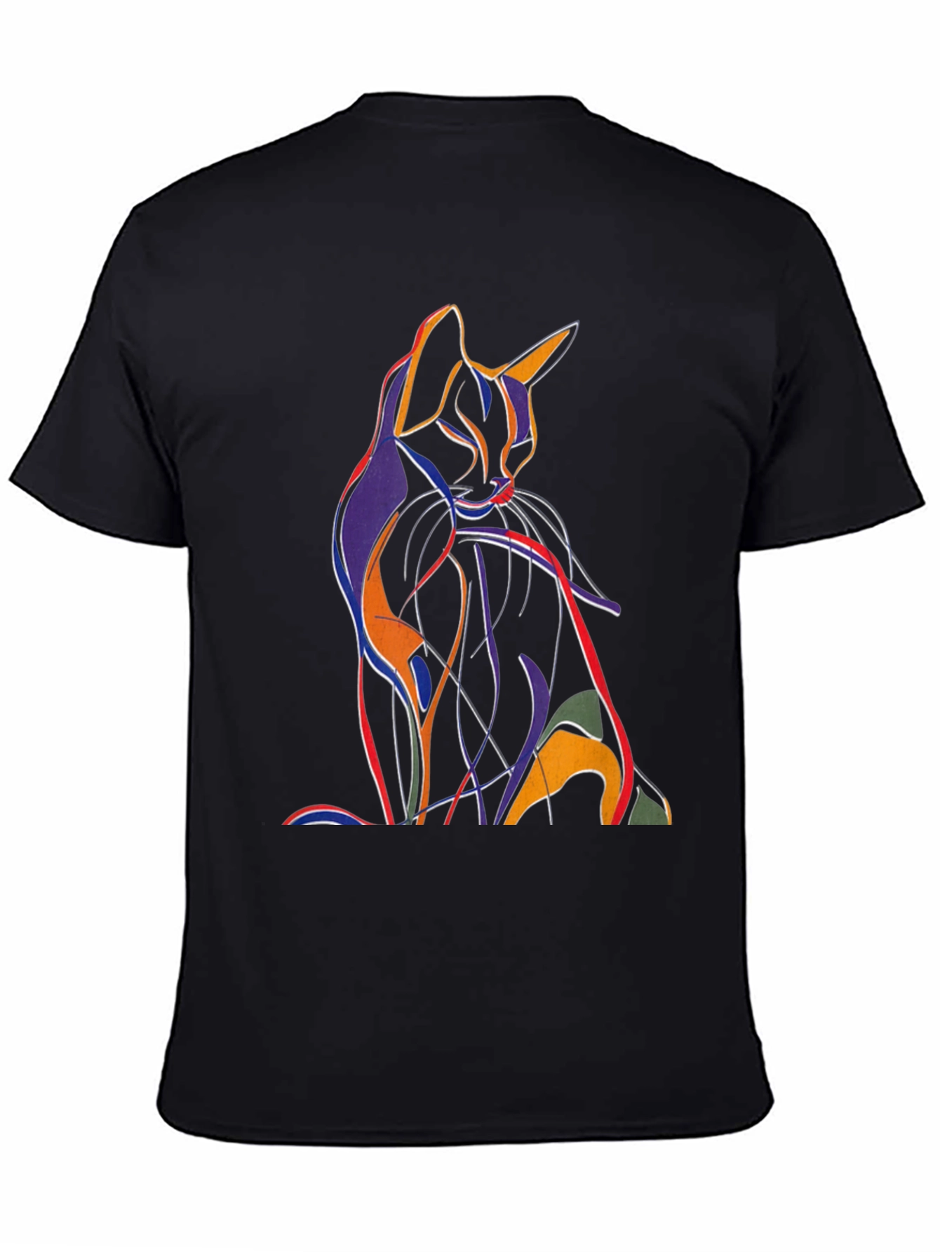 Abstract Cat Graphic T-Shirt - Artistic Mens Tee
