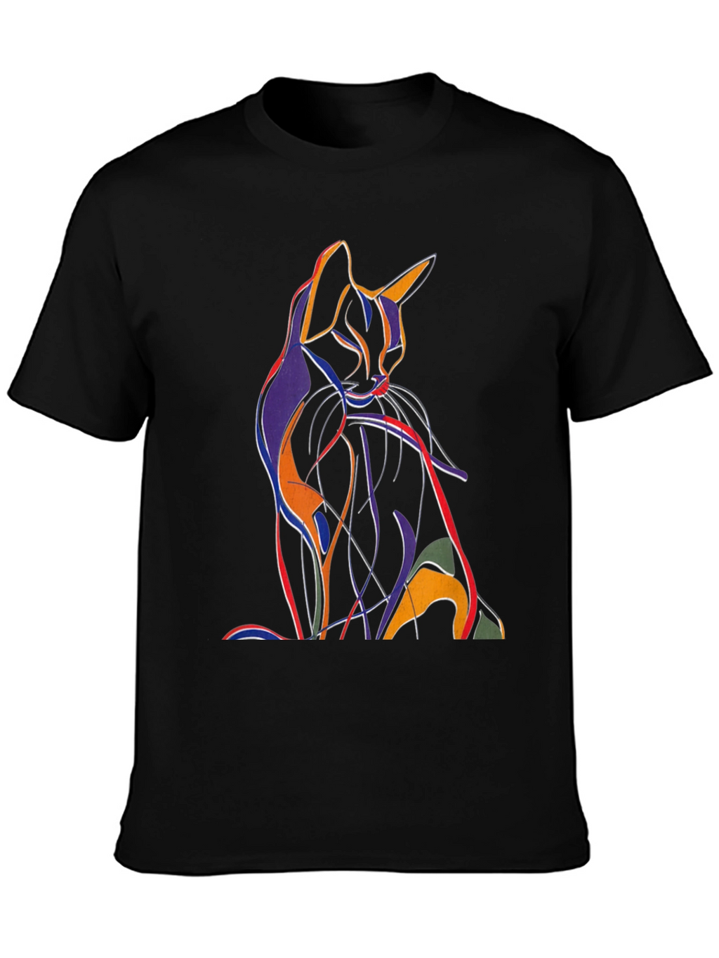Abstract Cat Graphic T-Shirt - Artistic Mens Tee