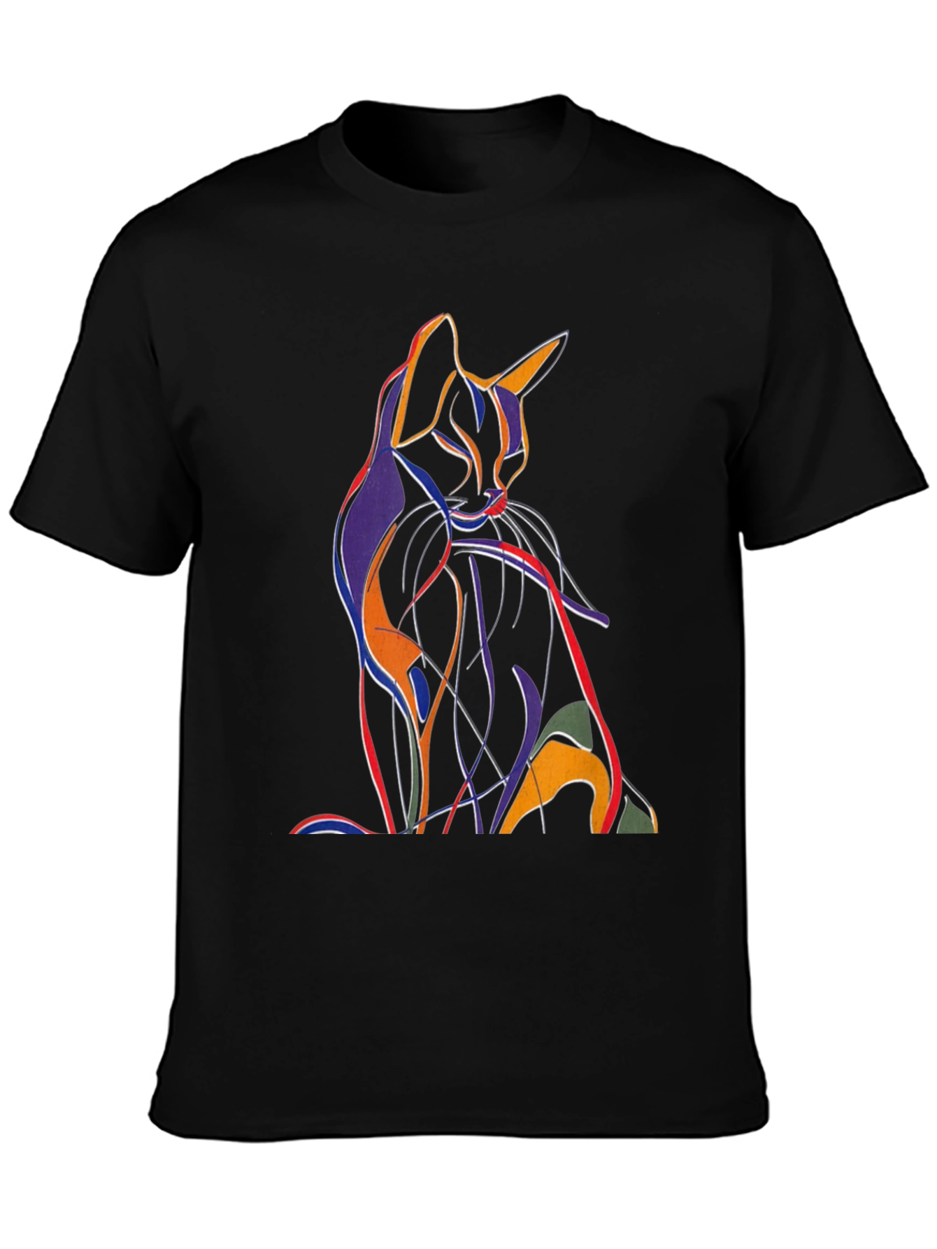 Abstract Cat Graphic T-Shirt - Artistic Mens Tee