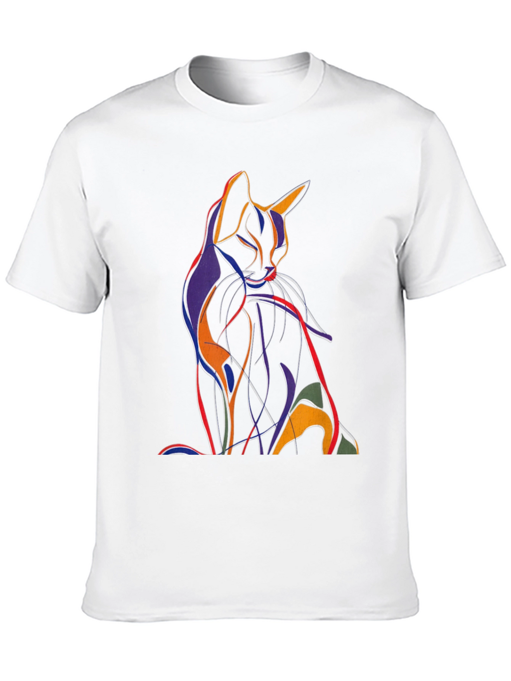 Abstract Cat Graphic T-Shirt - Artistic Mens Tee