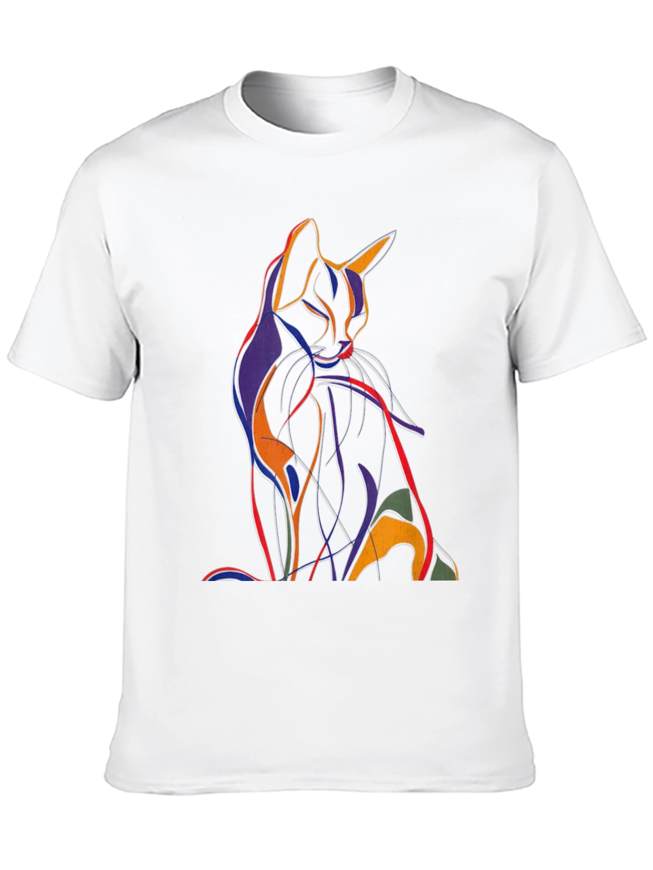 Abstract Cat Graphic T-Shirt - Artistic Mens Tee