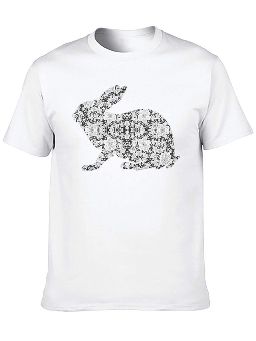 Black Floral Rabbit Graphic T-Shirt