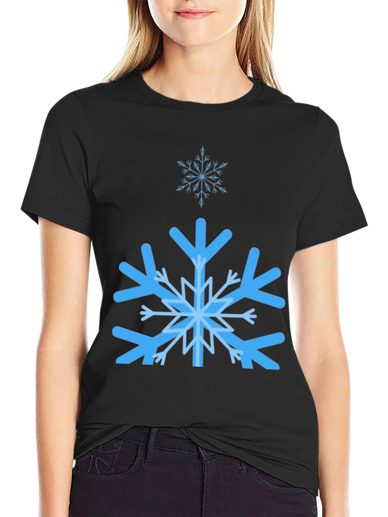 Snowflake Graphic Black T-Shirt