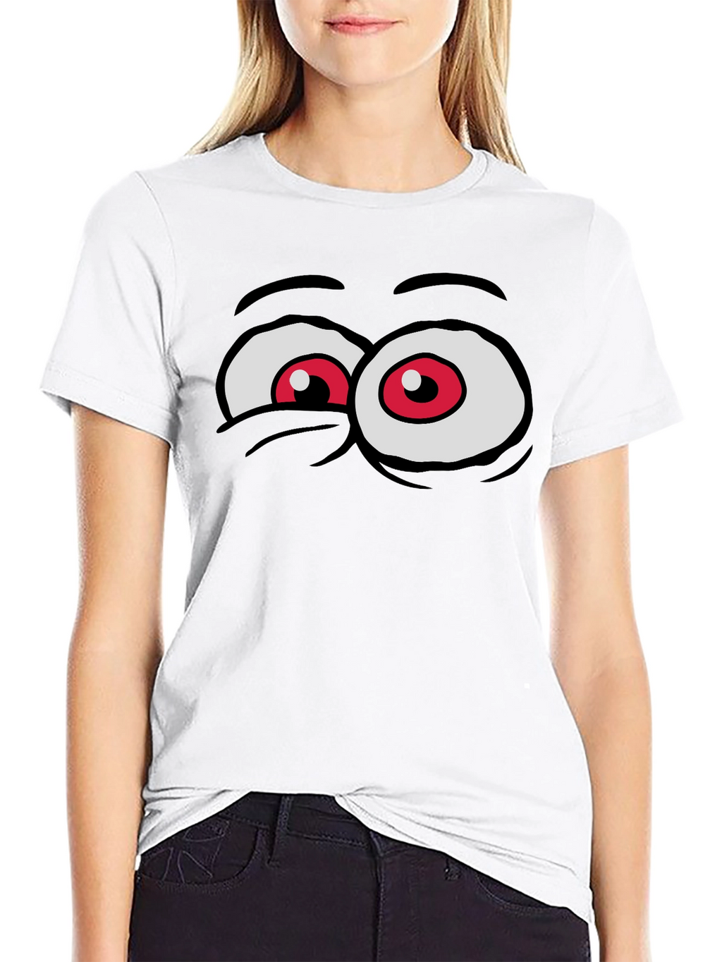 Cartoon Eyes Black T-Shirt