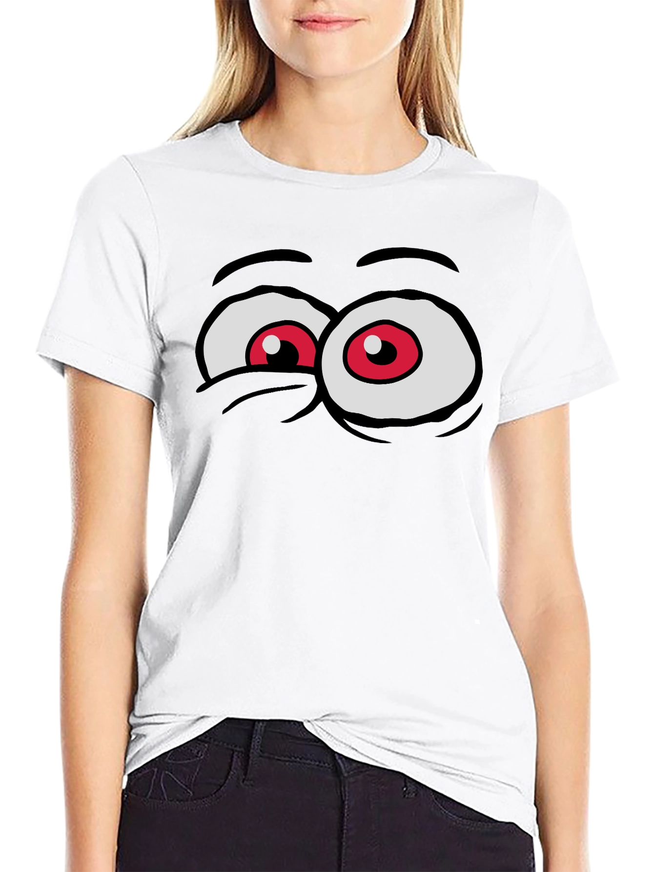 Cartoon Eyes Black T-Shirt