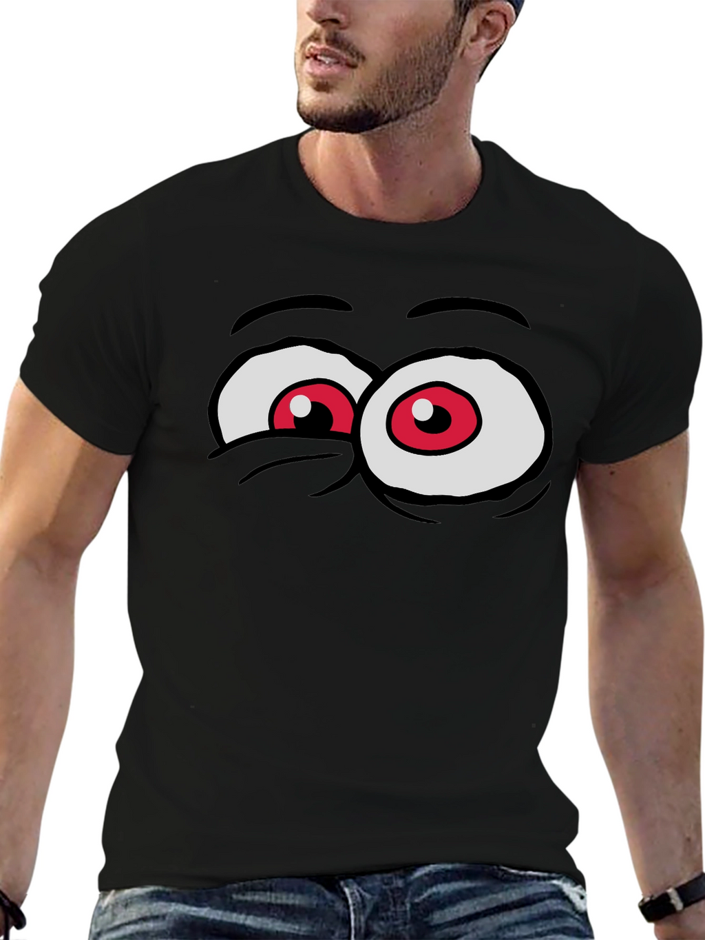 Cartoon Eyes Black T-Shirt