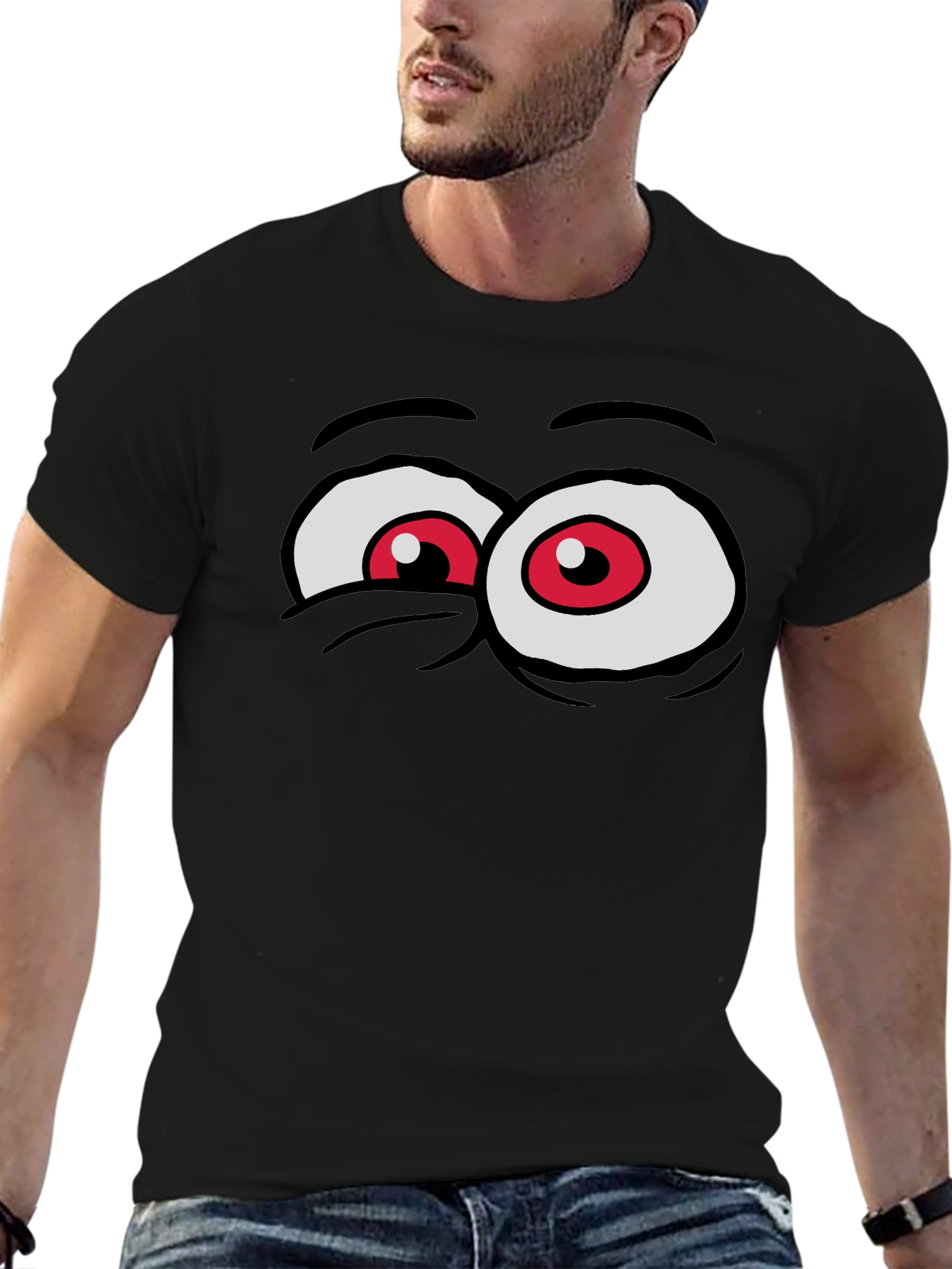 Cartoon Eyes Black T-Shirt