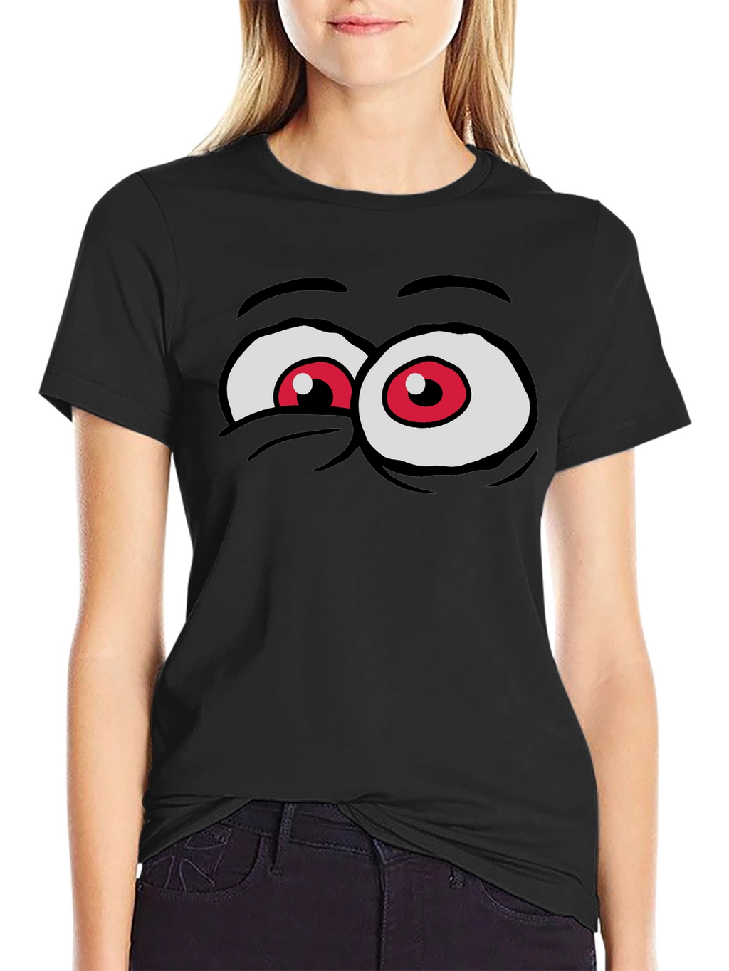 Cartoon Eyes Black T-Shirt