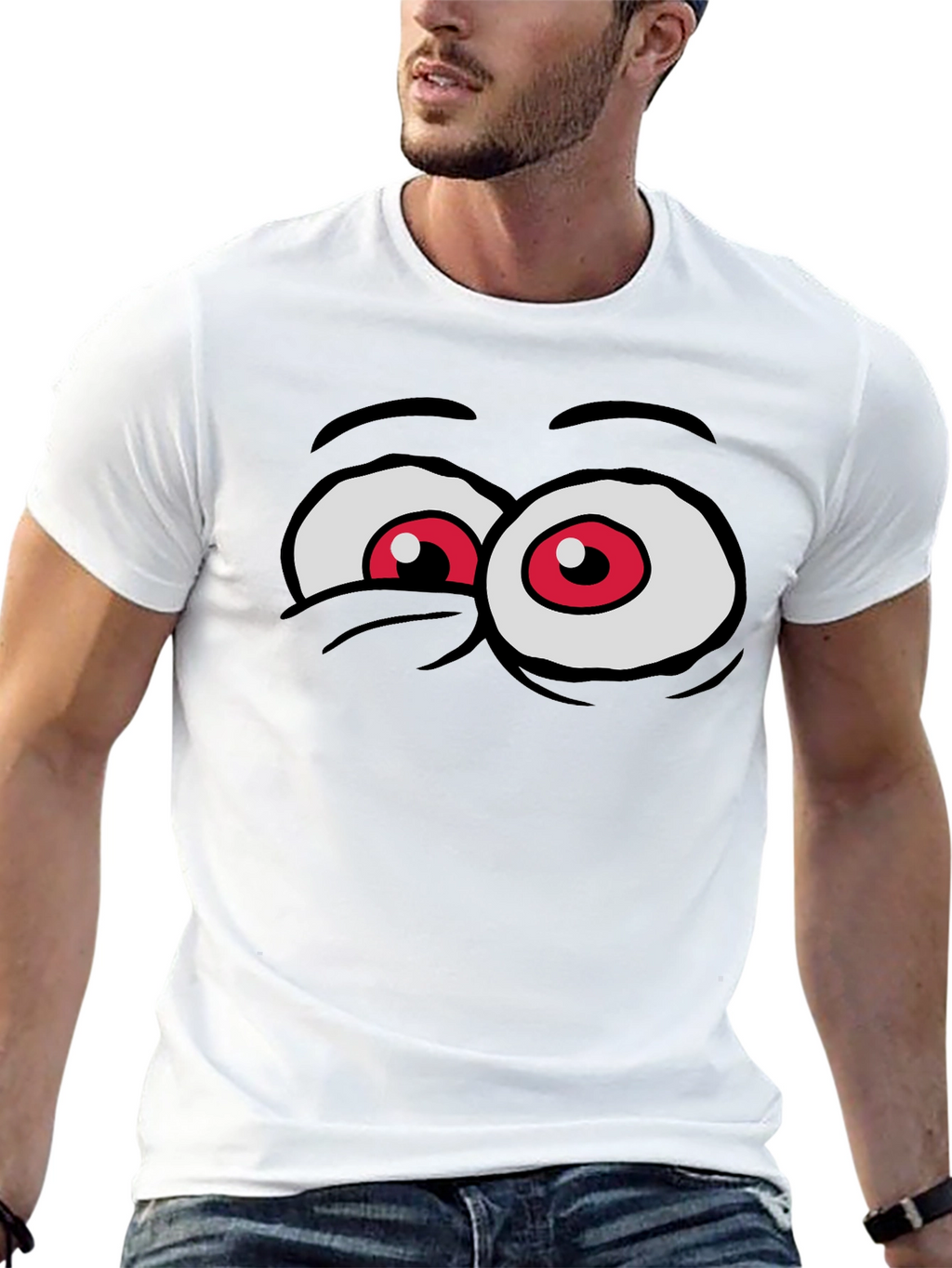 Cartoon Eyes Black T-Shirt