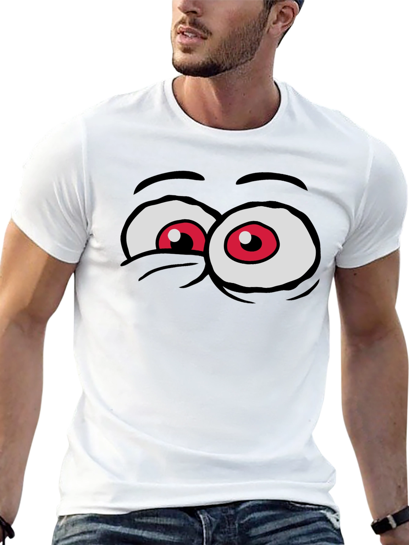 Cartoon Eyes Black T-Shirt