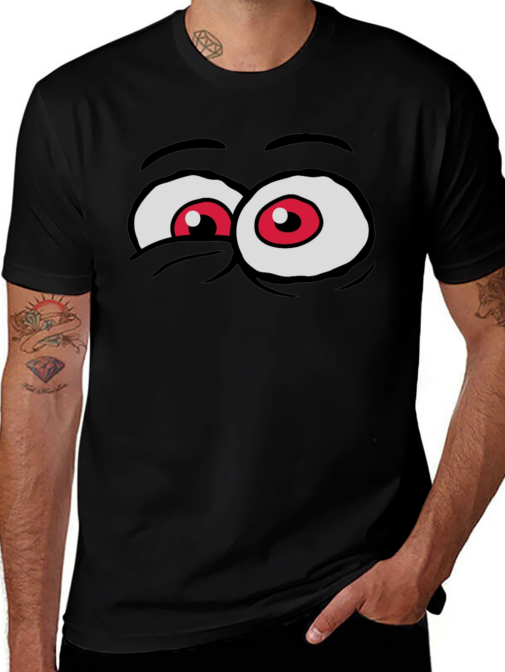 Cartoon Eyes Black T-Shirt