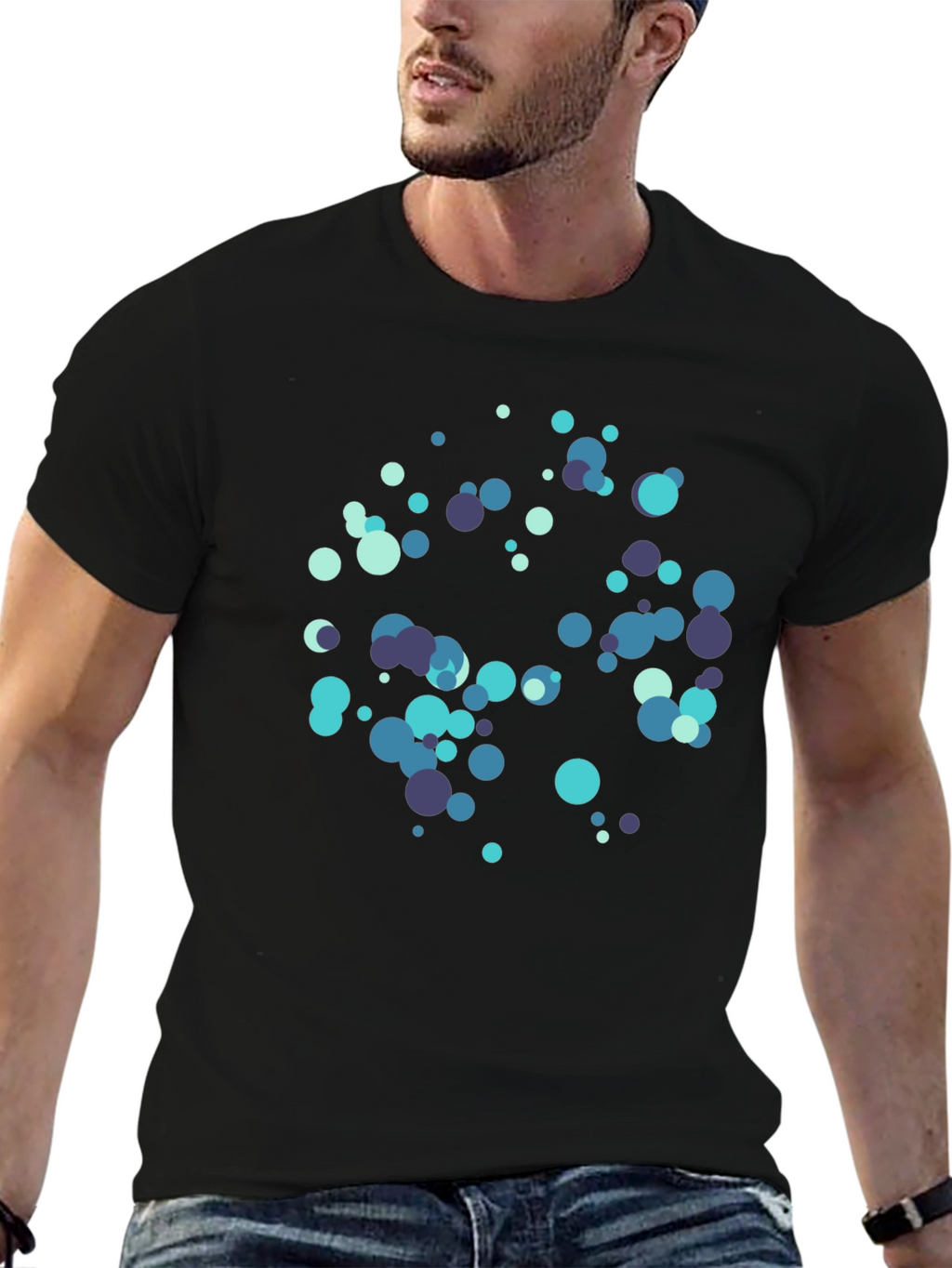 Abstract Circles Black T-Shirt