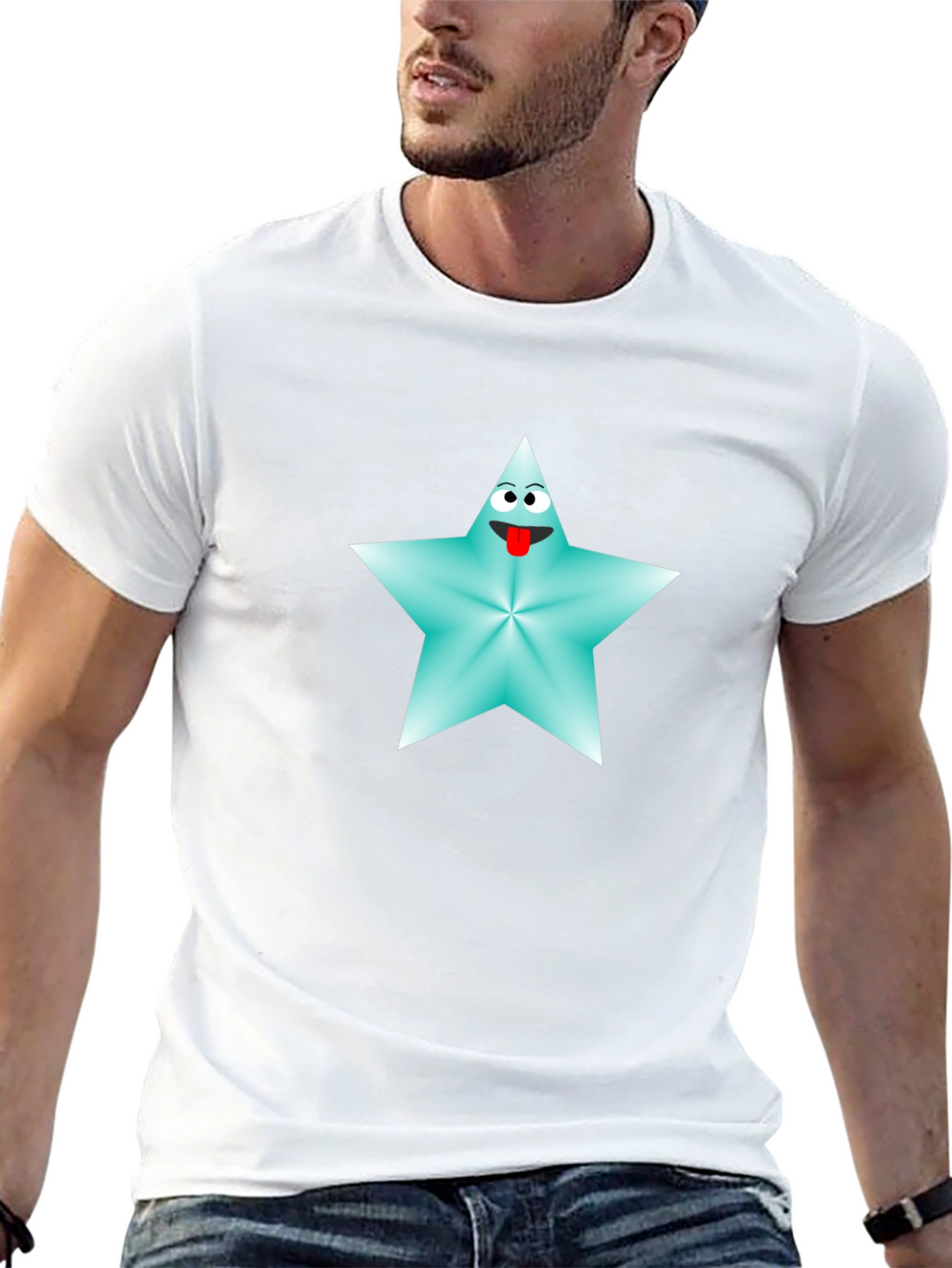 Cartoon Star Graphic Tee - Black