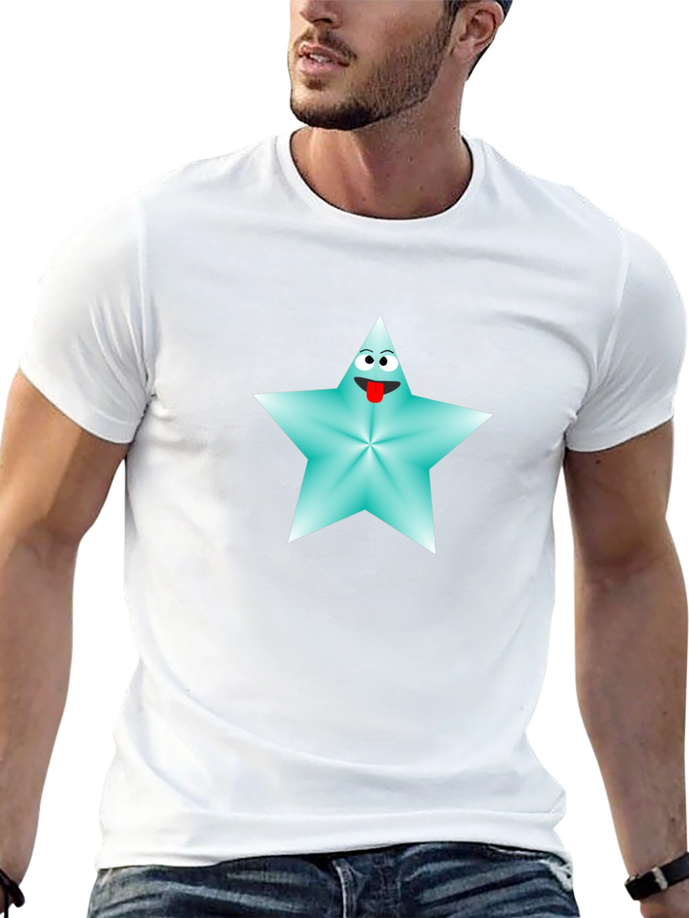 Cartoon Star Graphic Tee - Black