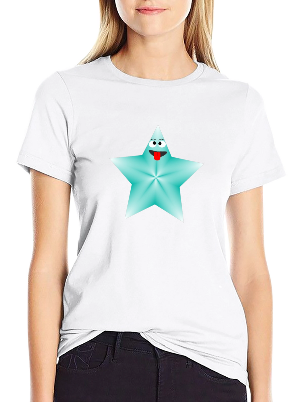 Cartoon Star Graphic Tee - Black