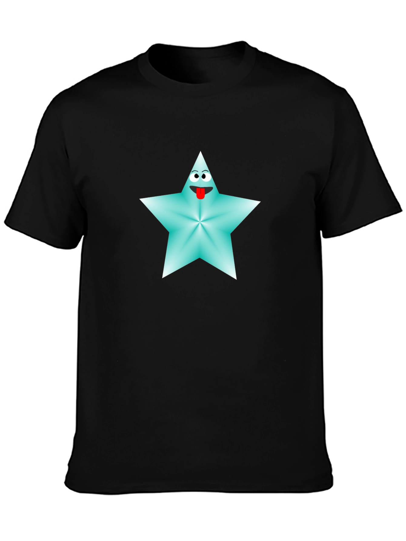 Cartoon Star Graphic Tee - Black