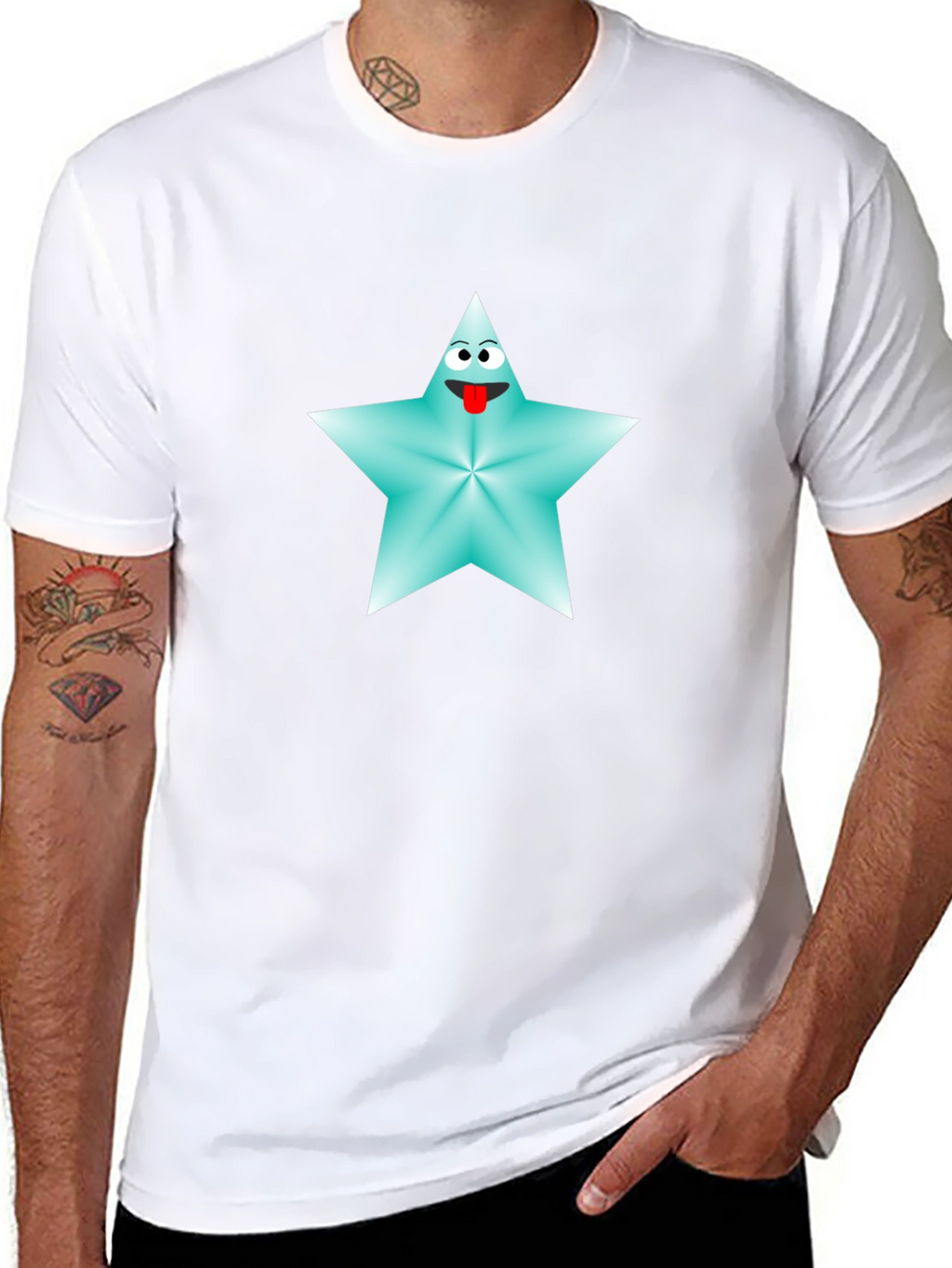 Cartoon Star Graphic Tee - Black