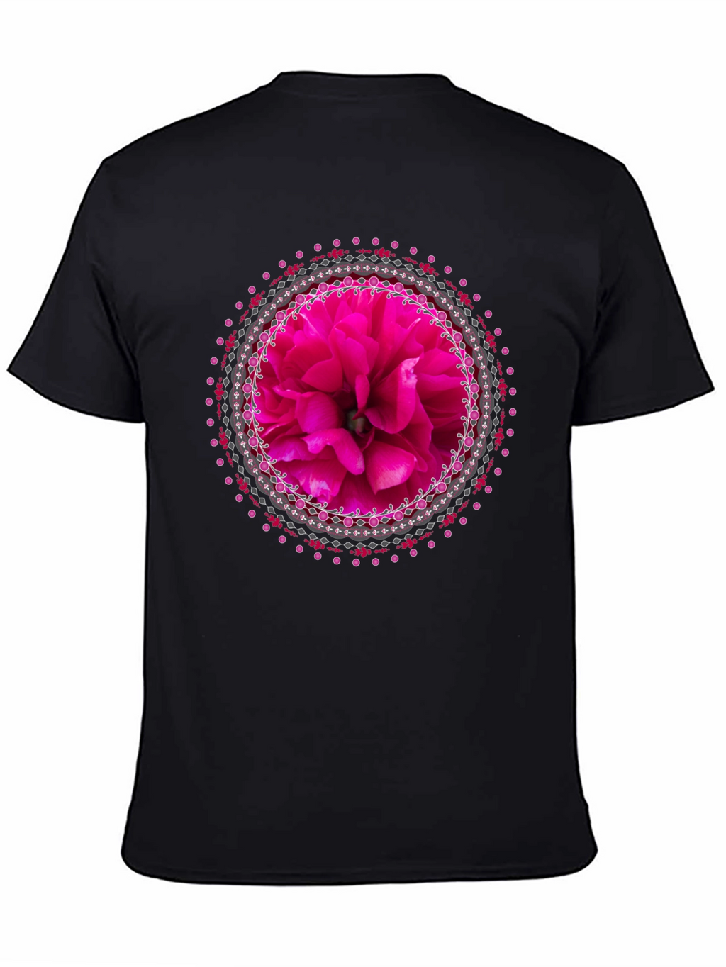 Floral Mandala Graphic Tee - Stylish Black T-Shirt