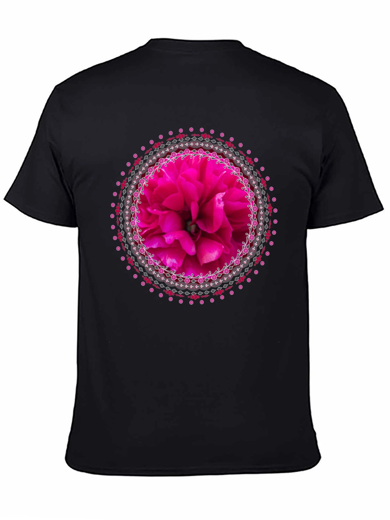 Floral Mandala Graphic Tee - Stylish Black T-Shirt
