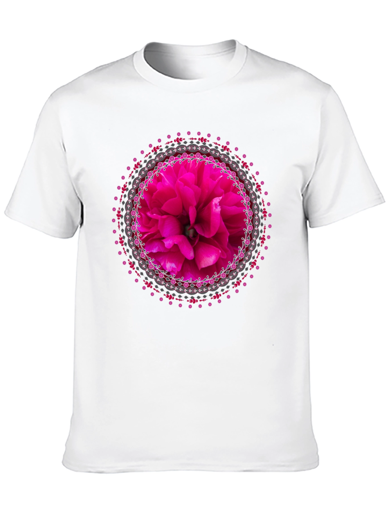 Floral Mandala Graphic Tee - Stylish Black T-Shirt