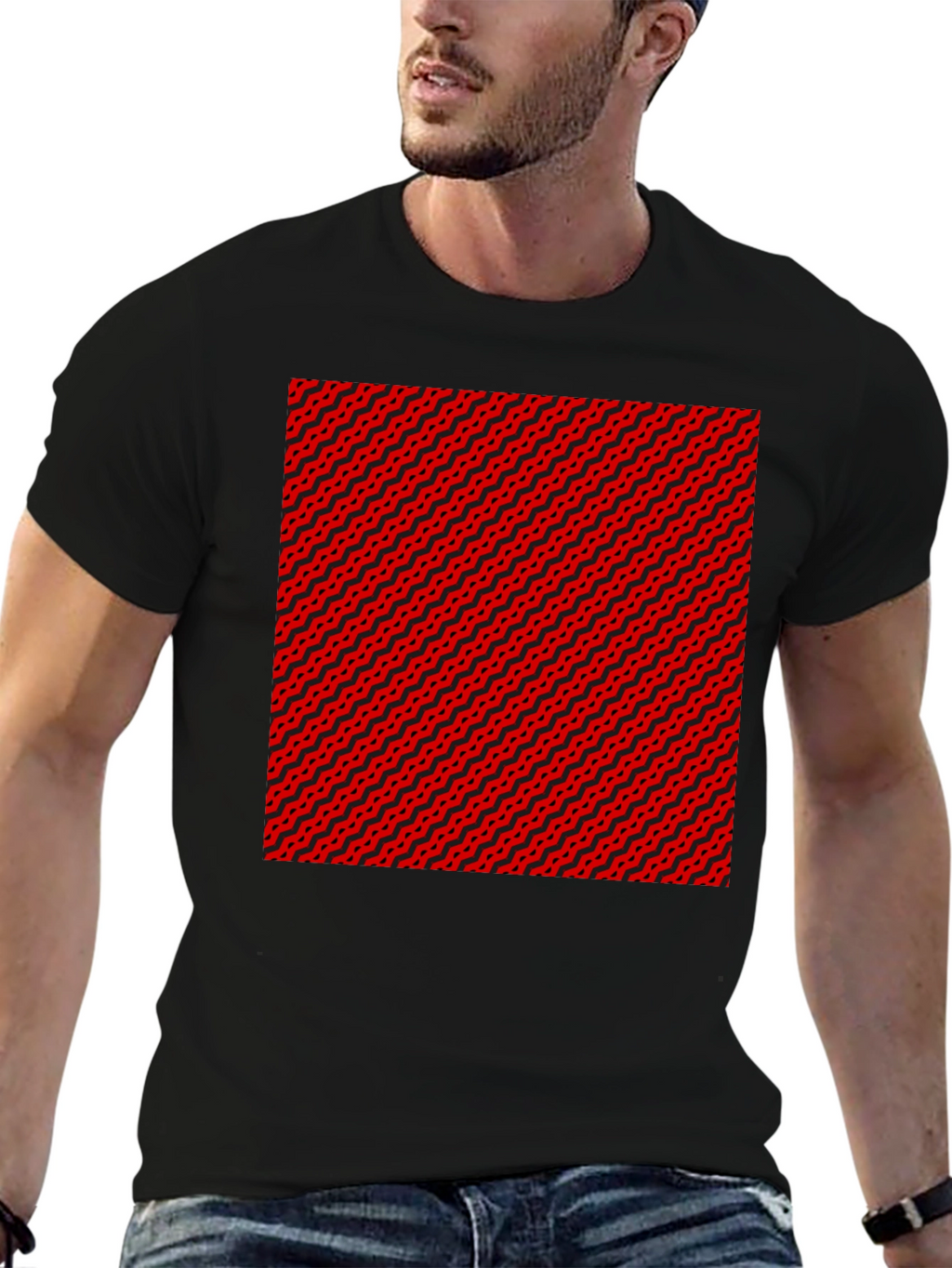Abstract Pattern Black T-Shirt