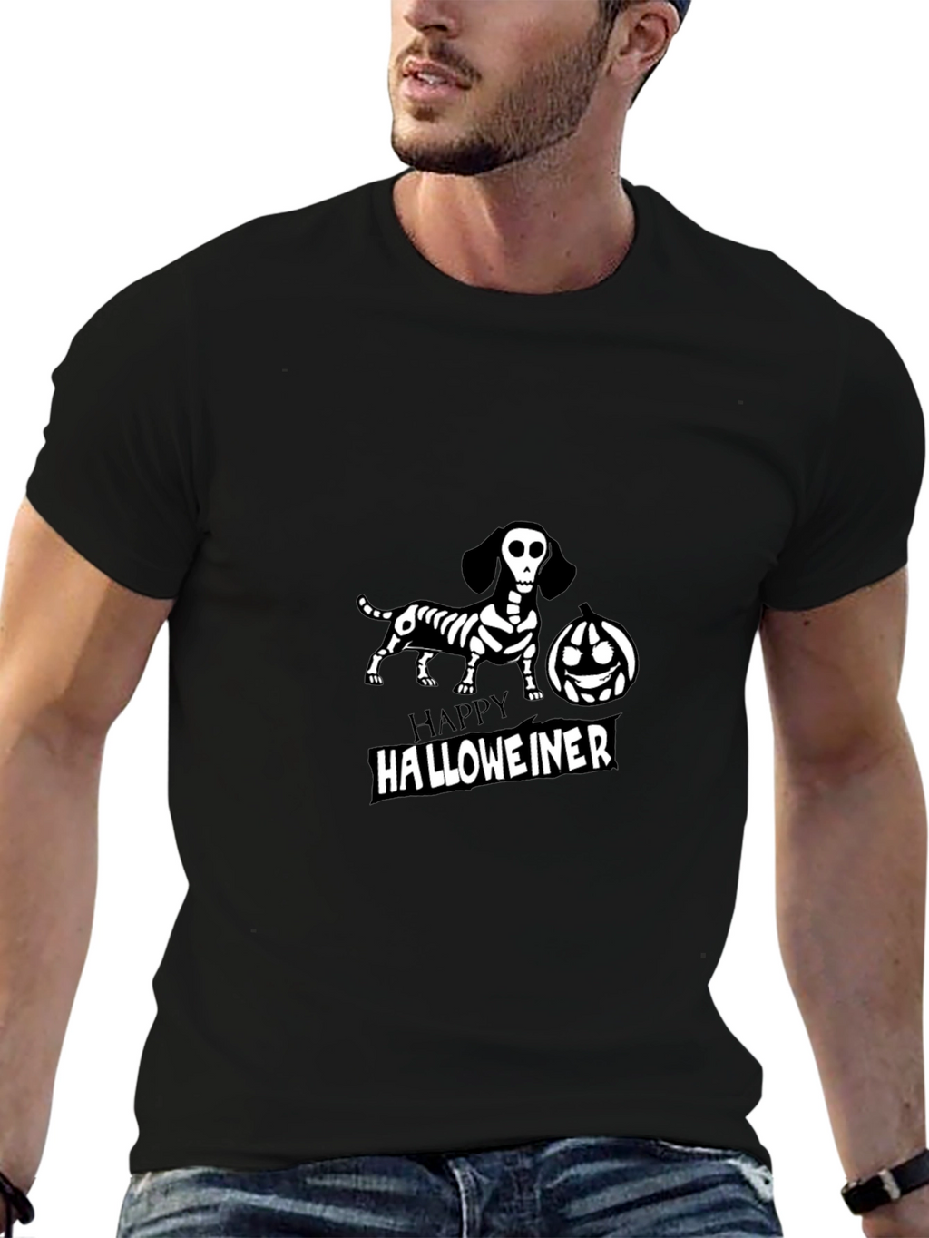 Happy Halloweiner Dachshund Skeleton T-Shirt