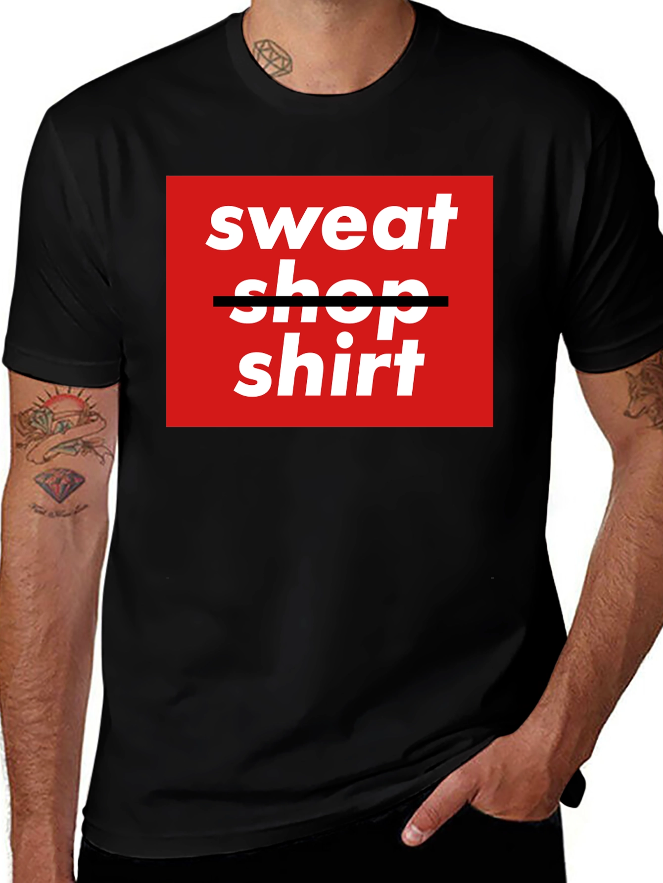 Sweatshop Shirt - Trendy Graphic Tee - Black