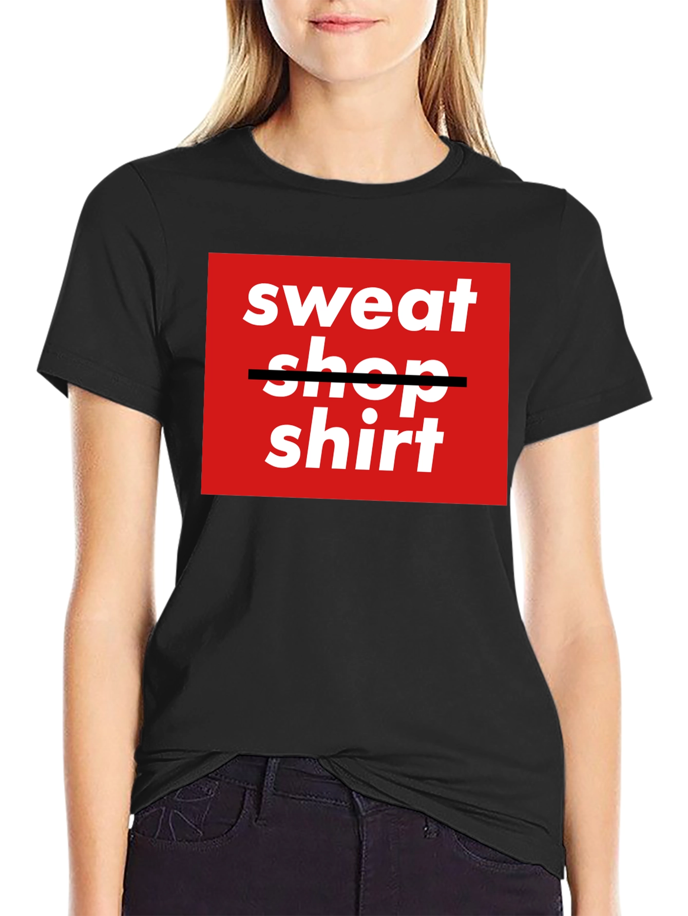 Sweatshop Shirt - Trendy Graphic Tee - Black